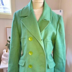 100% wool Mackintosh green wool pea coat